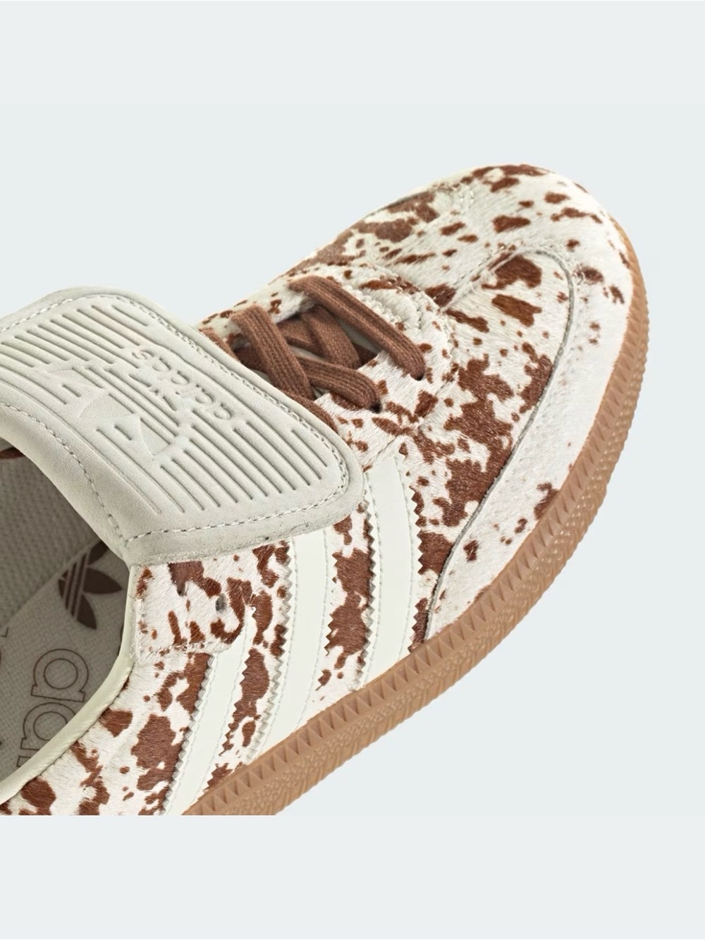 Adidas Women’s Samba Sneakers in Cream & Brown Cow Print - Picture 9 of 12